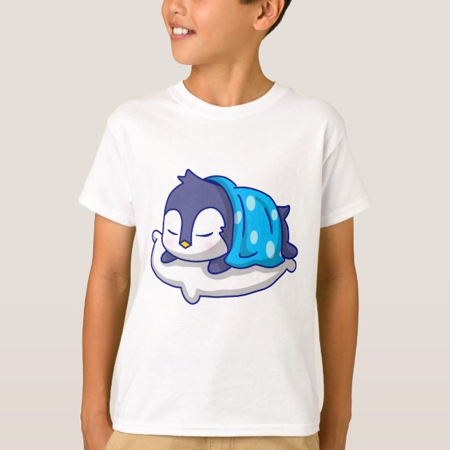 Sleeping penguin kids short sleeve shirt (Front)