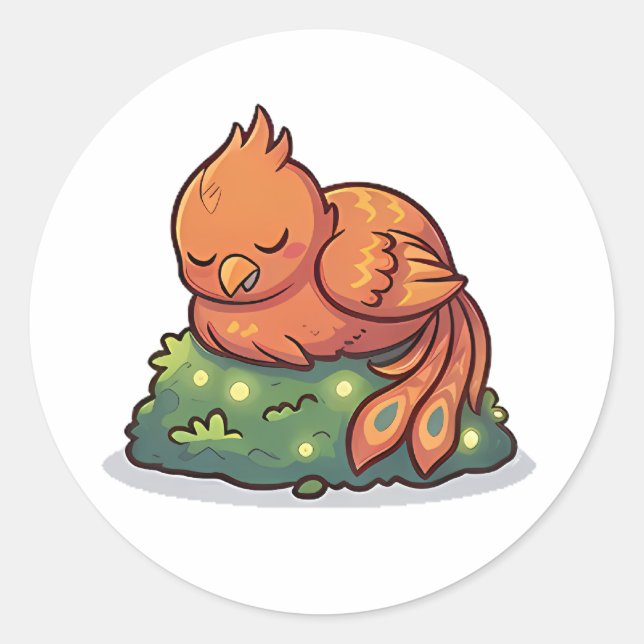 Sleeping Phoenix Classic Round Sticker (Front)