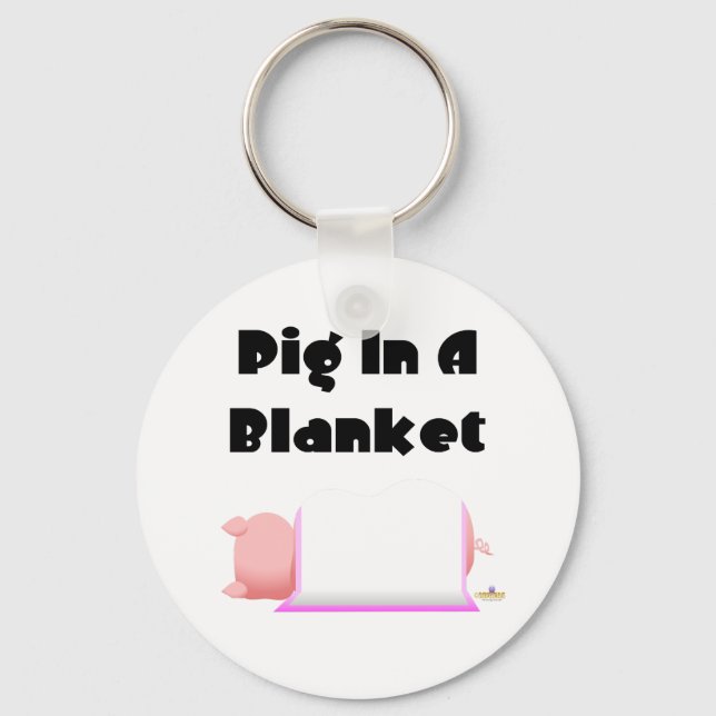 Sleeping Pig Pink Blanket Pig In A Blanket Keychain (Front)