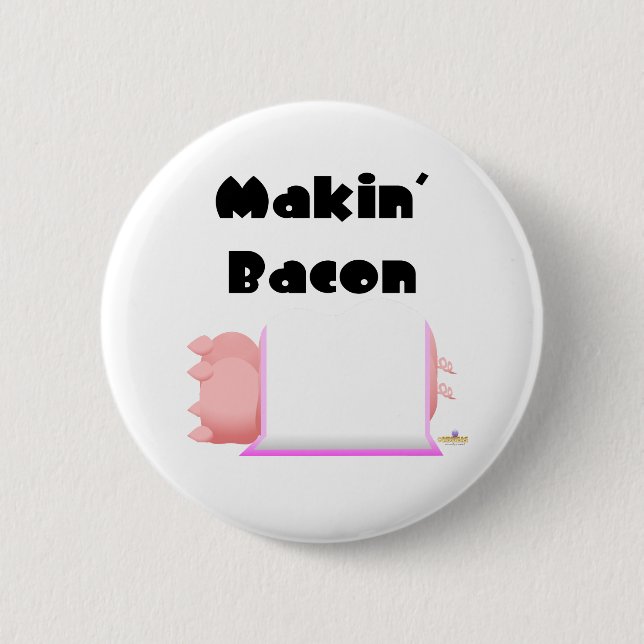 Sleeping Pigs Pink Blanket Makin' Bacon 2 Inch Round Button (Front)