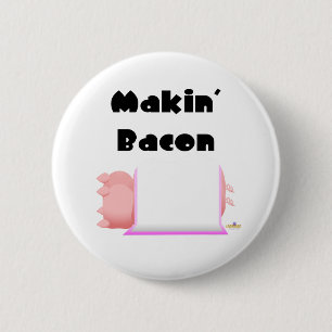 Sleeping Pigs Pink Blanket Makin' Bacon 2 Inch Round Button