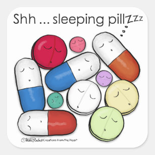 Sleeping Pills-Medication Square Sticker