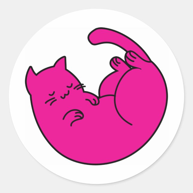 Sleeping Pink Cat Sticker (Front)