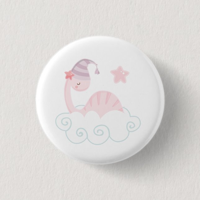Sleeping Pink Dinosaur   1 Inch Round Button (Front)