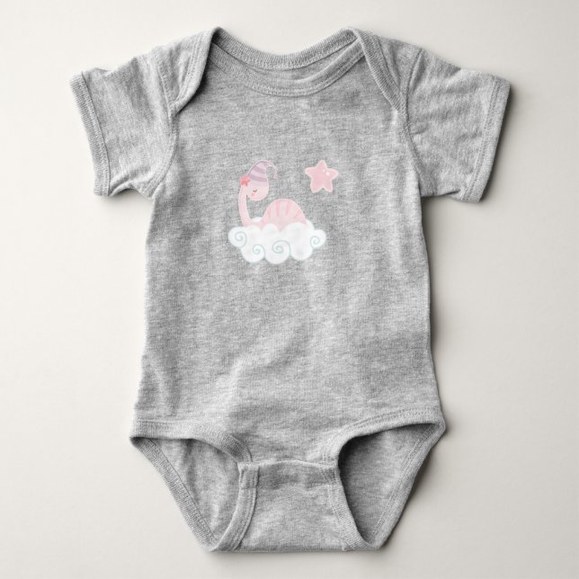 Sleeping Pink Dinosaur       Baby Bodysuit (Front)