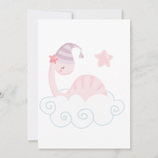Sleeping Pink Dinosaur     Invitation (Front)