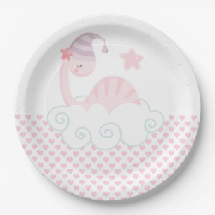 Sleeping Pink Dinosaur       Paper Plate