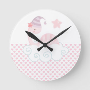 Sleeping Pink Dinosaur          Round Clock