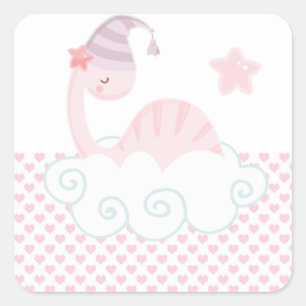 Sleeping Pink Dinosaur       Square Sticker