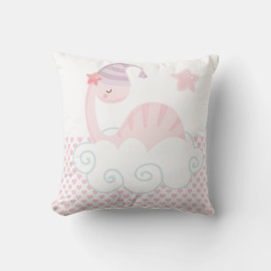 Sleeping Pink Dinosaur Throw Pillow
