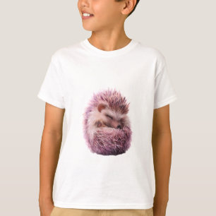 Sleeping Pink Hedgehog Illustration Kids T-Shirt