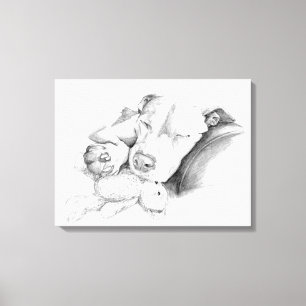 Sleeping Pitbull Sketch Canvas Print