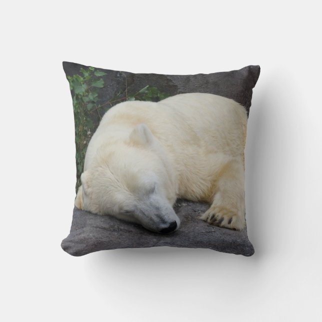 Sleeping Polar Bear Throw Pillow (Front)