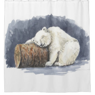 Sleeping polar bear, watercolor art