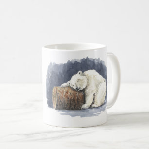 Sleeping polar bear, watercolor art coffee mug