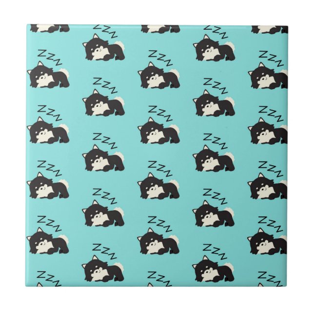 Sleeping Pomeranian Dog Animals Lover ZZZ Pet Tile (Front)