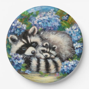 Sleeping Raccoon Mom & Baby Paper Plates