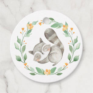 Sleeping Raccoon Wreath Baby Shower Thank You Favour Tags