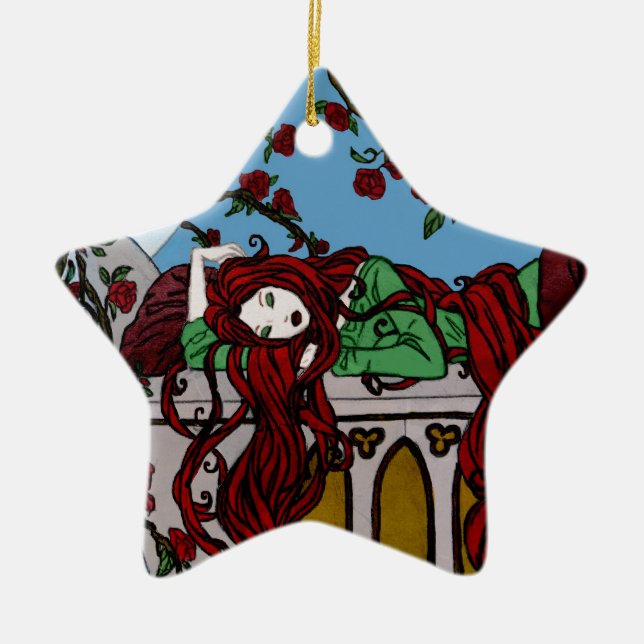 Sleeping Rapunzel Ceramic Ornament (Front)