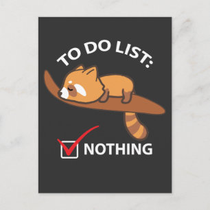 Sleeping Red Panda - Funny To Do List Nothing Postcard