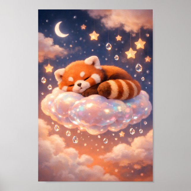 Sleeping Red Panda on Magic Cloud Art Poster (Front)