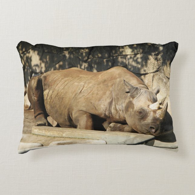 Sleeping Rhino Accent Pillow (Front)