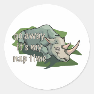 SLEEPING RHINOCEROS CLASSIC ROUND STICKER