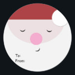 Sleeping Santa Christmas Tag, To:From: Classic Round Sticker<br><div class="desc">Add a little more sweetness to your wrapped gifts with this sleeping santa christmas sticker tag. Gift tag stickers make a great accessory to any christmas gift.</div>