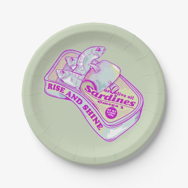 SLEEPING SARDINES rISE AND SHINE Paper Plate (Front)