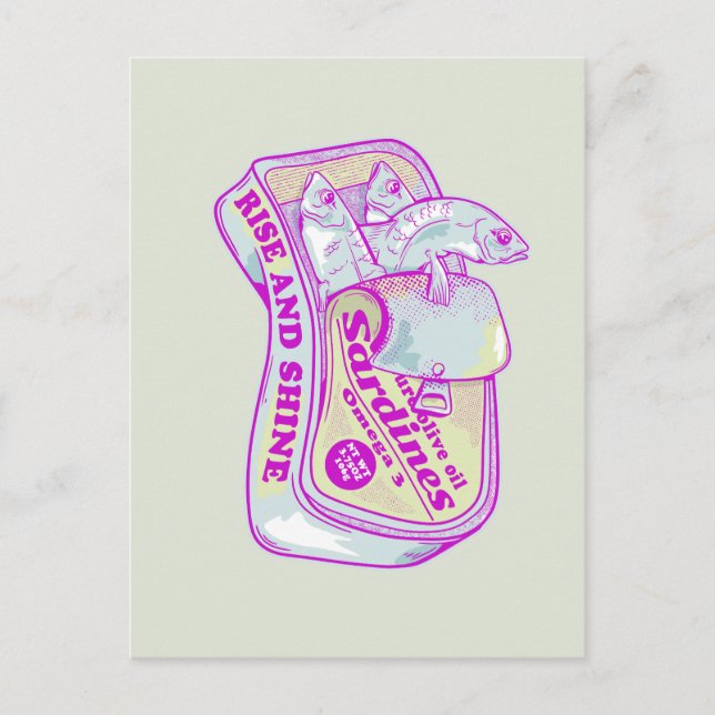 SLEEPING SARDINES rISE AND SHINE Postcard (Front)