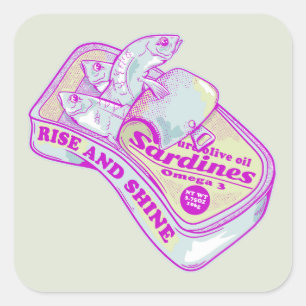 SLEEPING SARDINES rISE AND SHINE Square Sticker