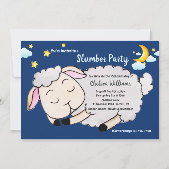 Sleeping Sheep Slumber Party Invitation (Front)
