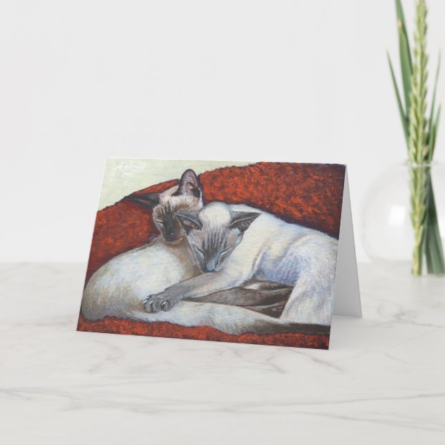 Sleeping Siamese Cat Art Card (Front)