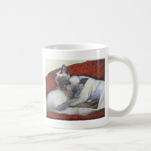 Sleeping Siamese Cat Art Coffee Mug