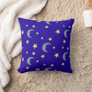 Sleeping Sky Fabric - blue Throw Pillow