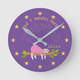 Sleeping Sloth Acrylic Wall Clock, Round (Medium) Clock