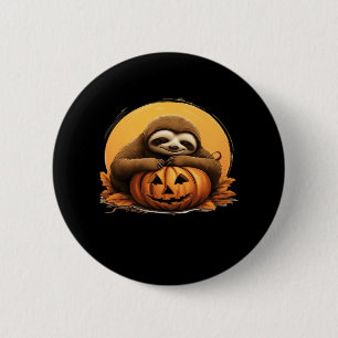 Sleeping Sloth and Halloween Pumpkin Classic T-Shi 2 Inch Round Button