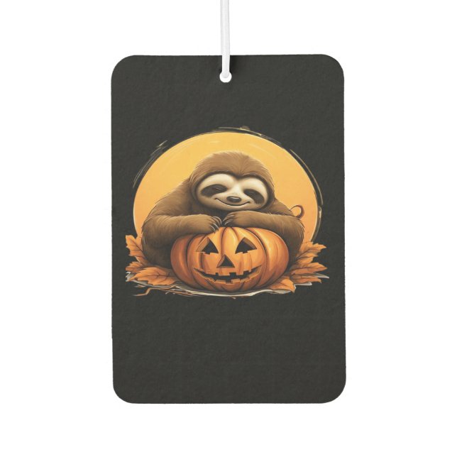 Sleeping Sloth and Halloween Pumpkin Classic T-Shi Air Freshener (Front)
