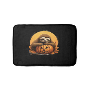 Sleeping Sloth and Halloween Pumpkin Classic T-Shi Bath Mat