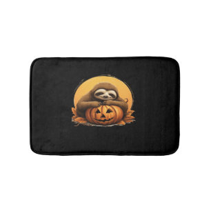Sleeping Sloth and Halloween Pumpkin Classic T-Shi Bath Mat