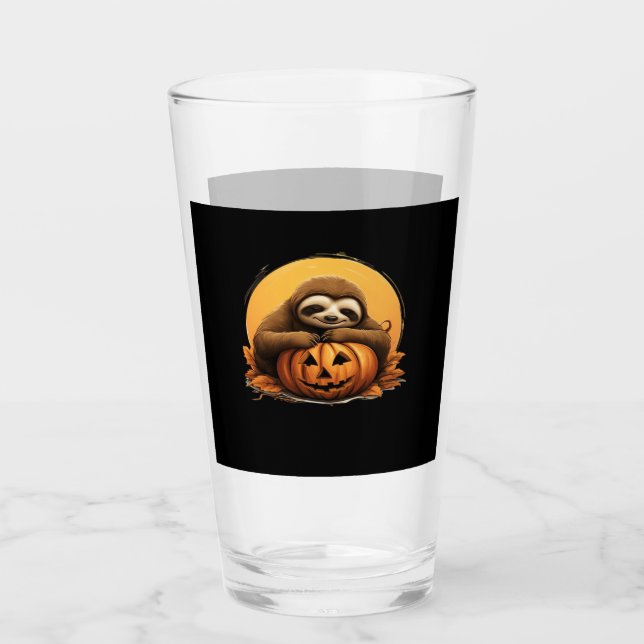 Sleeping Sloth and Halloween Pumpkin Classic T-Shi Glass (Front)