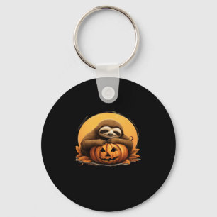 Sleeping Sloth and Halloween Pumpkin Classic T-Shi Keychain