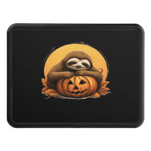 Sleeping Sloth and Halloween Pumpkin Classic T-Shi Trailer Hitch Cover
