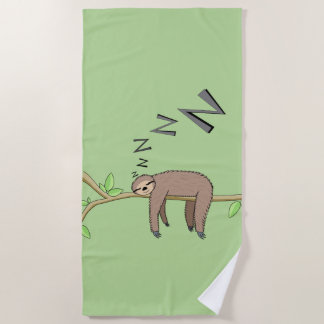 Sleeping sloth beach towel