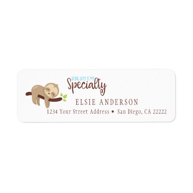 Sleeping Sloth Being Lazy Return Address | (Front)