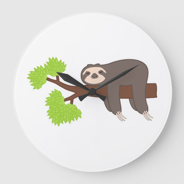 Sleeping Sloth Large Clock (Front)