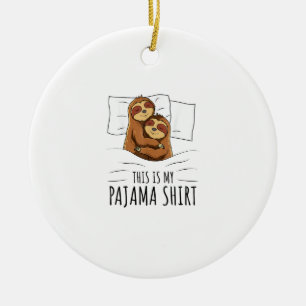 Sleeping Sloth Lover Pajama T-Shirt Ceramic Ornament