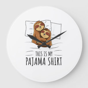 Sleeping Sloth Lover Pajama T-Shirt Large Clock