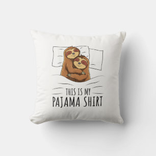 Sleeping Sloth Lover Pajama T-Shirt Throw Pillow