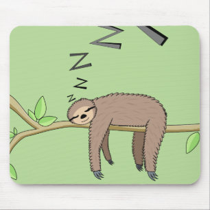 Sleeping sloth mouse pad